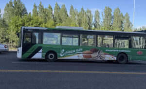 Оклейка бренда Сайрам Нан на автобусе